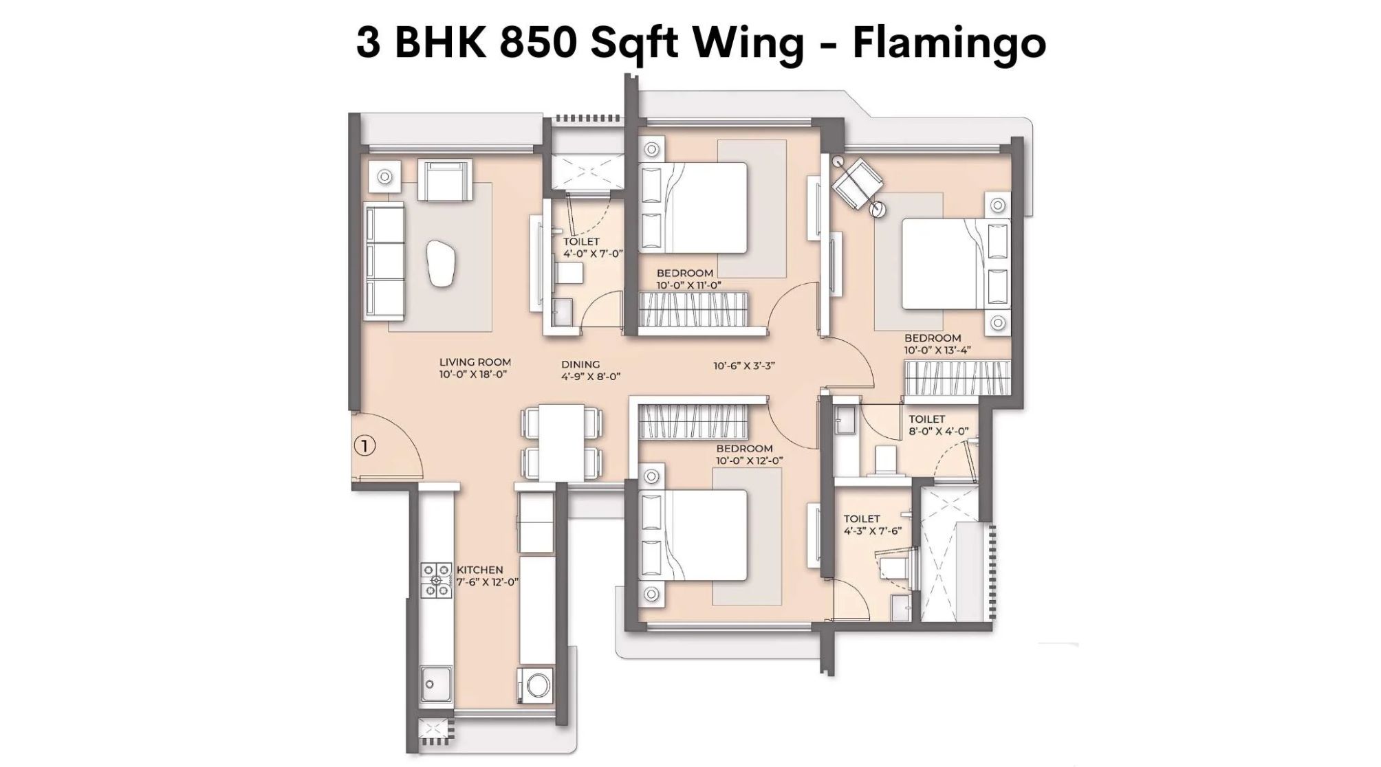 Arkade-Nest-Floor-Plan-Flamingo-3-BHK-850-Sqft